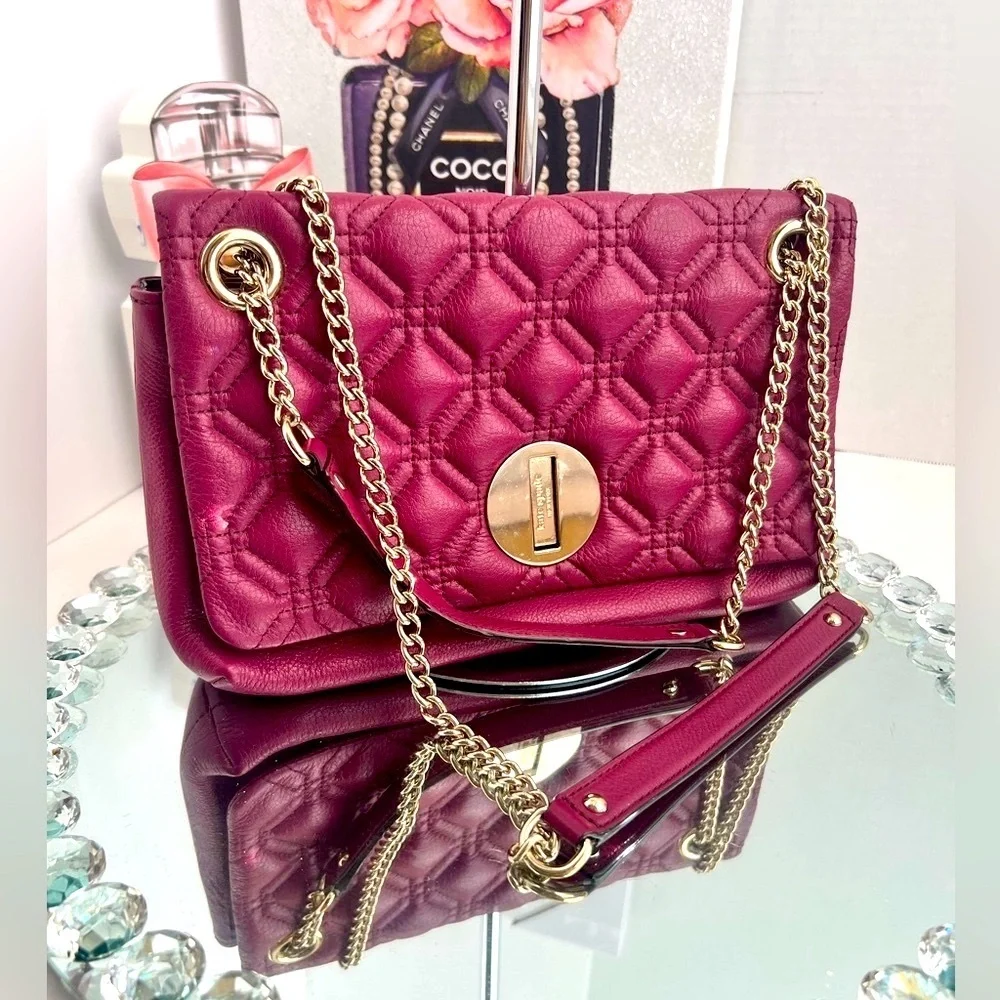 Kate Spade Astor burgundy Court Naomi Quilted leather shoulder bag
